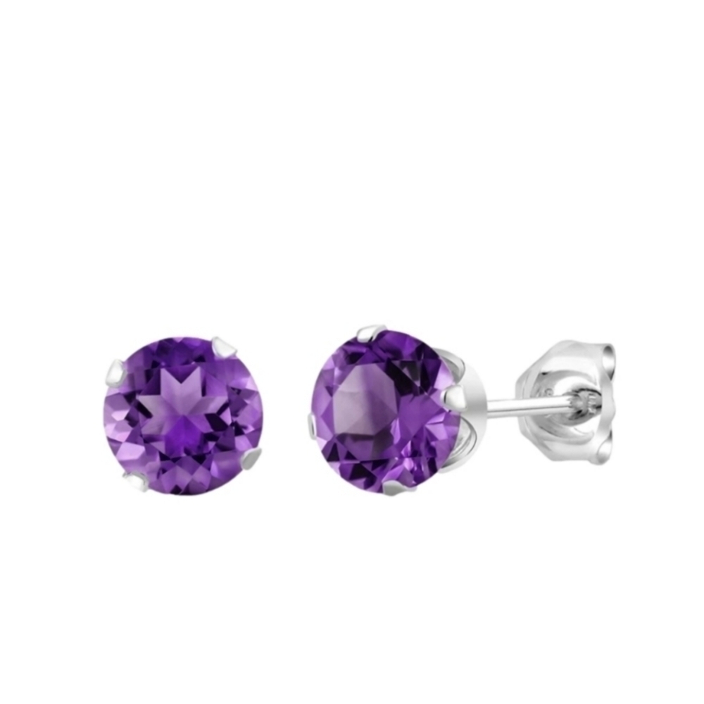 1.50CT Purple Amethyst 925 Sterling Silver Stud Earrings Birthstone Gift Women